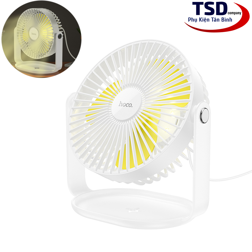 Genuine Hoco F14 4-Speed Desktop Fan with Night Light Built-in