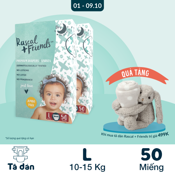 [HOT DEAL] Tã/Bỉm Quần Rascal & Friends cho bé 6kg 11kgSize M 58 miếng ...