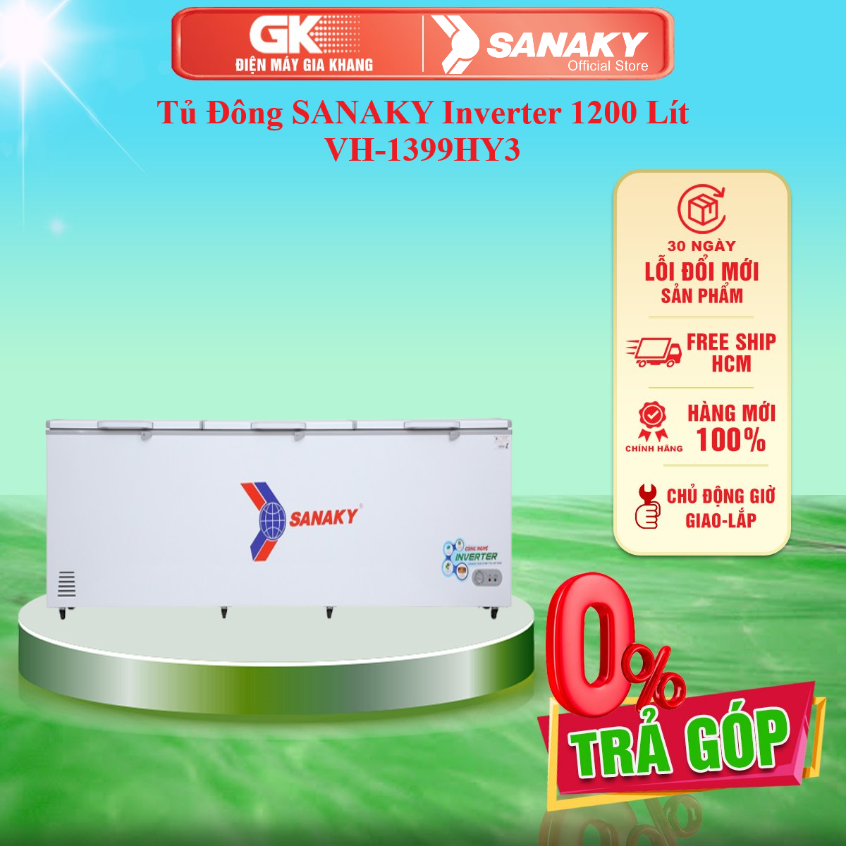 Tủ đông sanaky inverter 1200 lít vh-1399hy3 - giao toàn quốc - freeship hcm