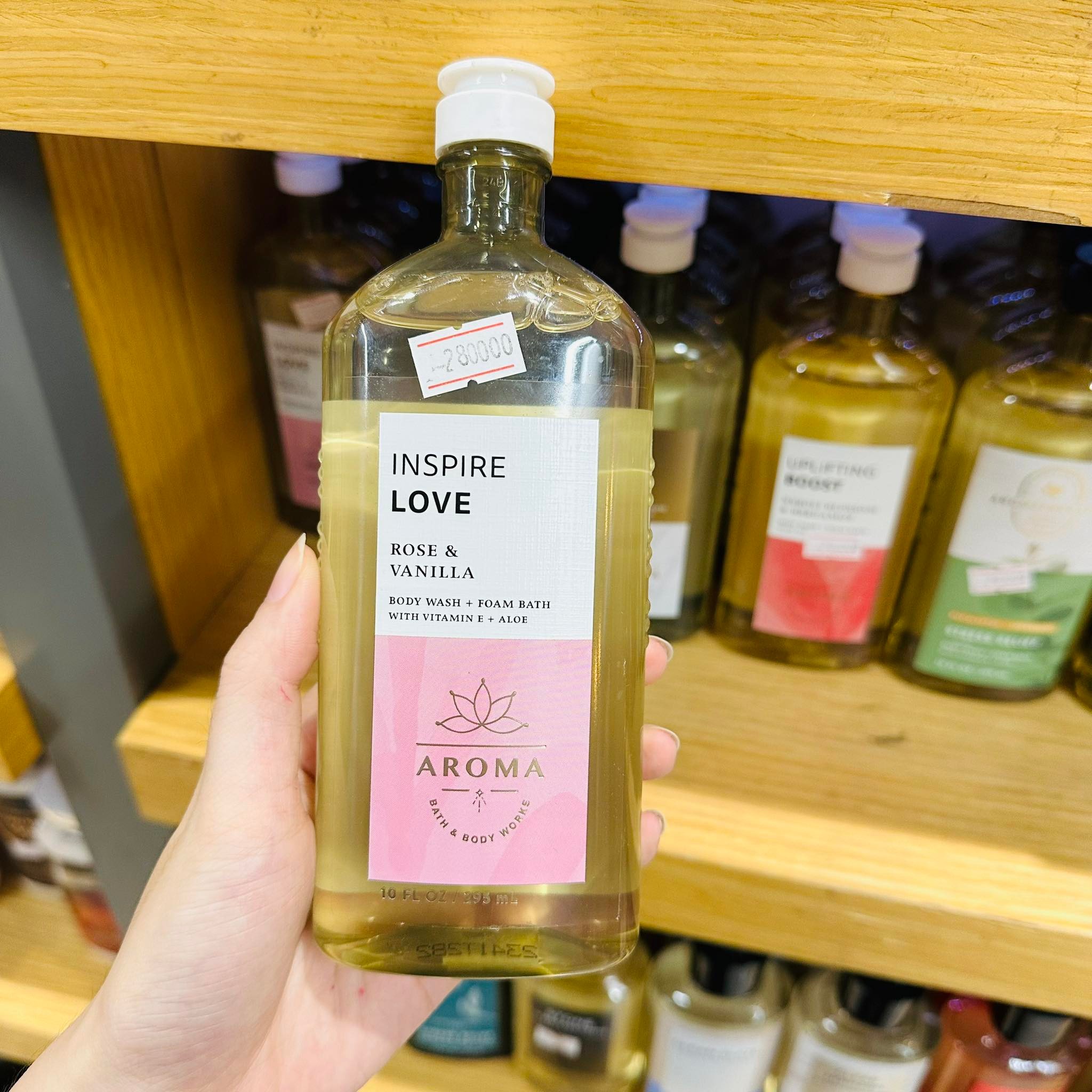 Sữa tắm bath & body works aromatherapy shower gel love | rose - vanilla, 295ml