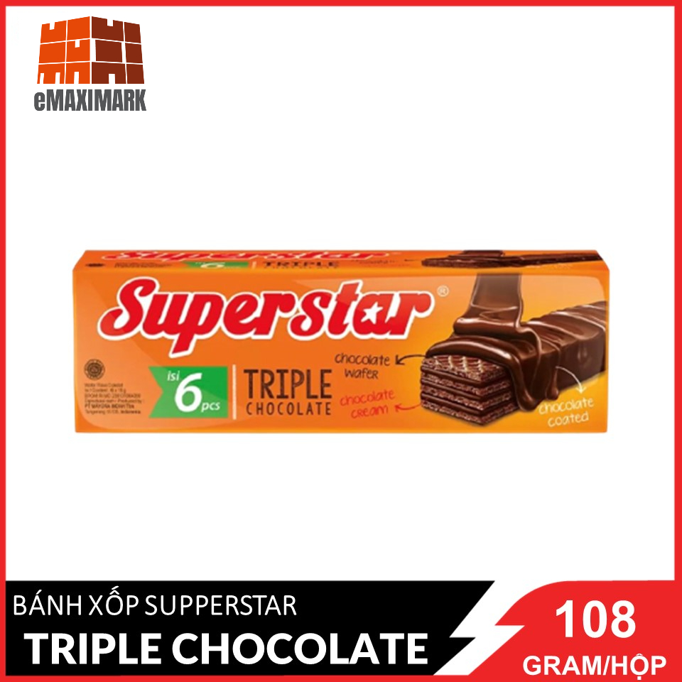Bánh Xốp Super Star Triple Choco Hộp 96G