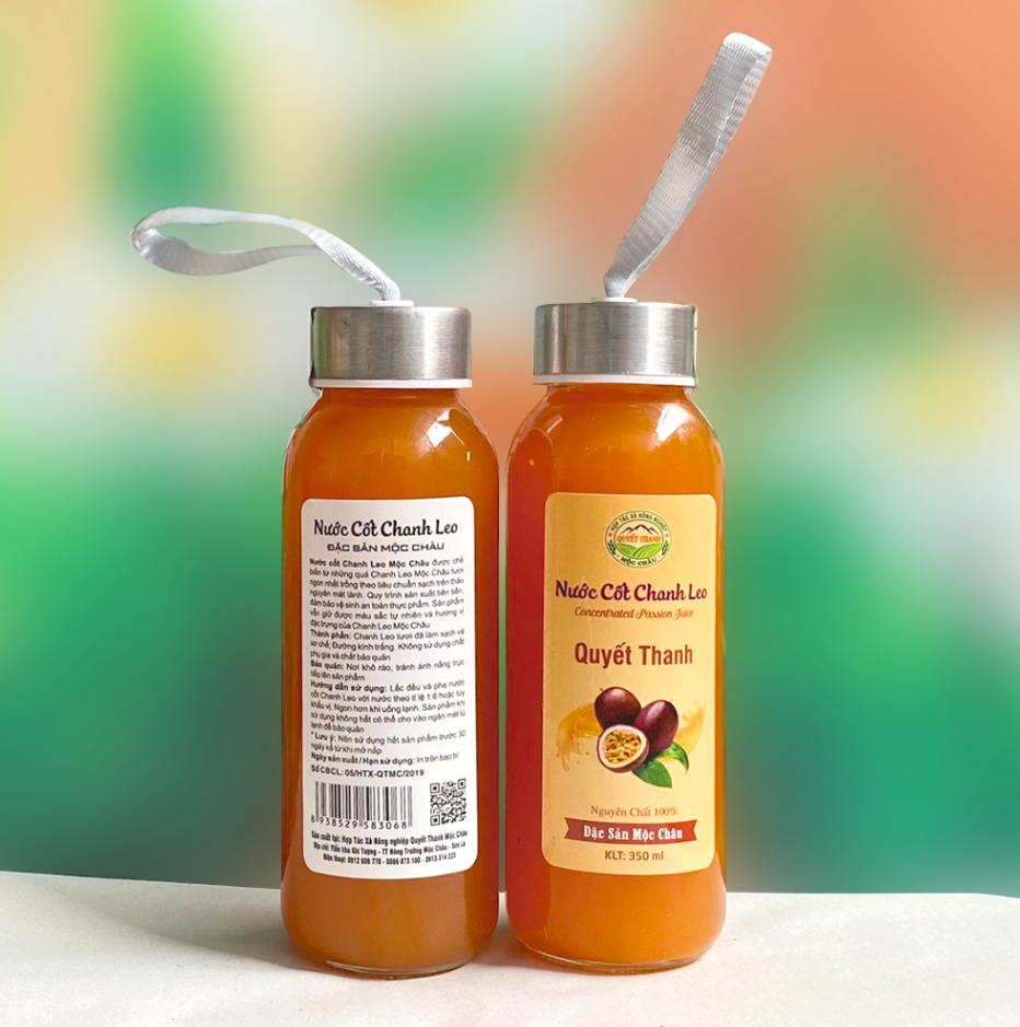 Nước cốt chanh leo (Chai thủy tinh 350ml), nước cốt trái cây nguyên chất