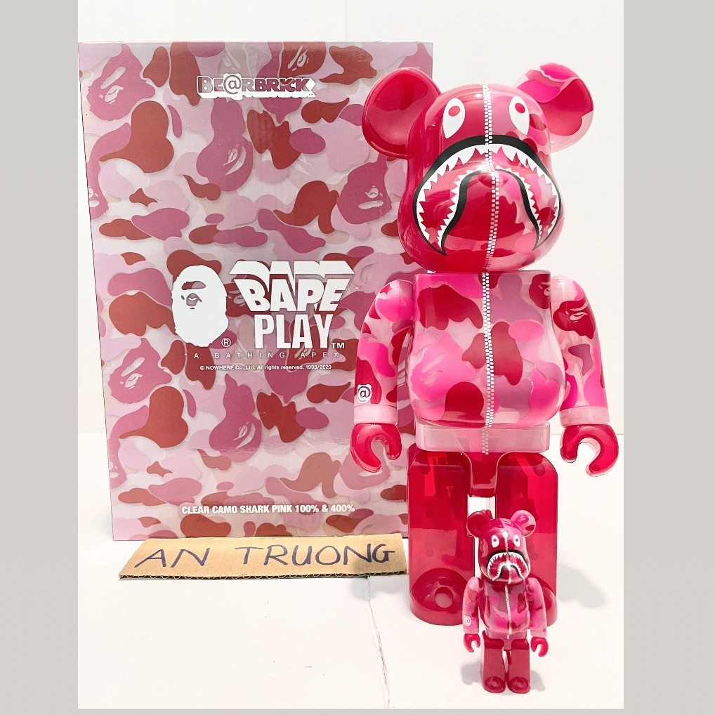 Bearbrick x Bape ABC Camo Shark 100% 400% Set Clear Pink | Lazada.vn