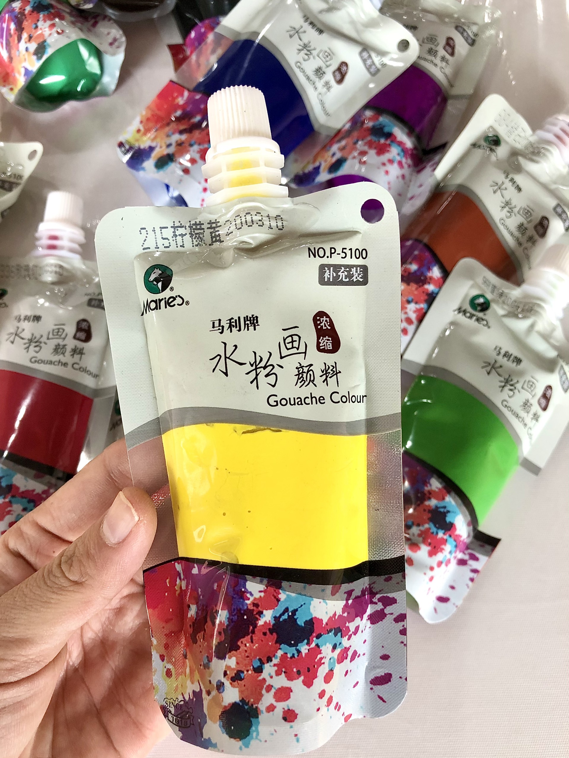 Màu Gouache, goat, wat, màu bột túi 100ml refill Maries