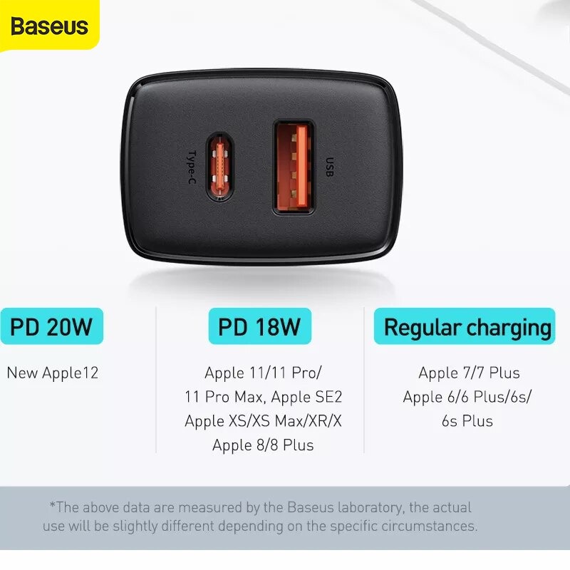 Cốc sạc siêu nhỏ gọn 20W Baseus Compact Quick Charger (USB + Type C, công suất 20W)