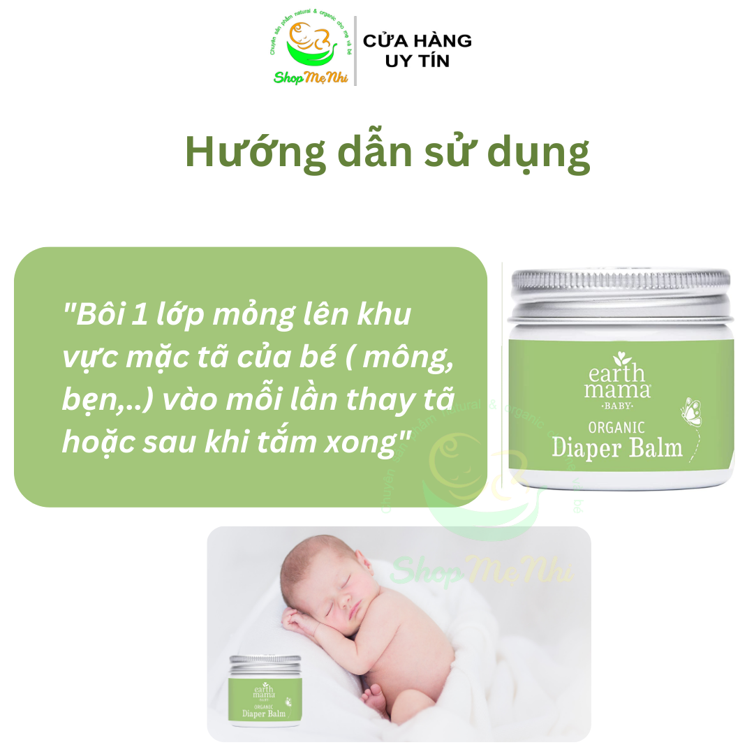 Kem hăm hữu cơ Earth Mama Organic Diaper Balm 60ml.