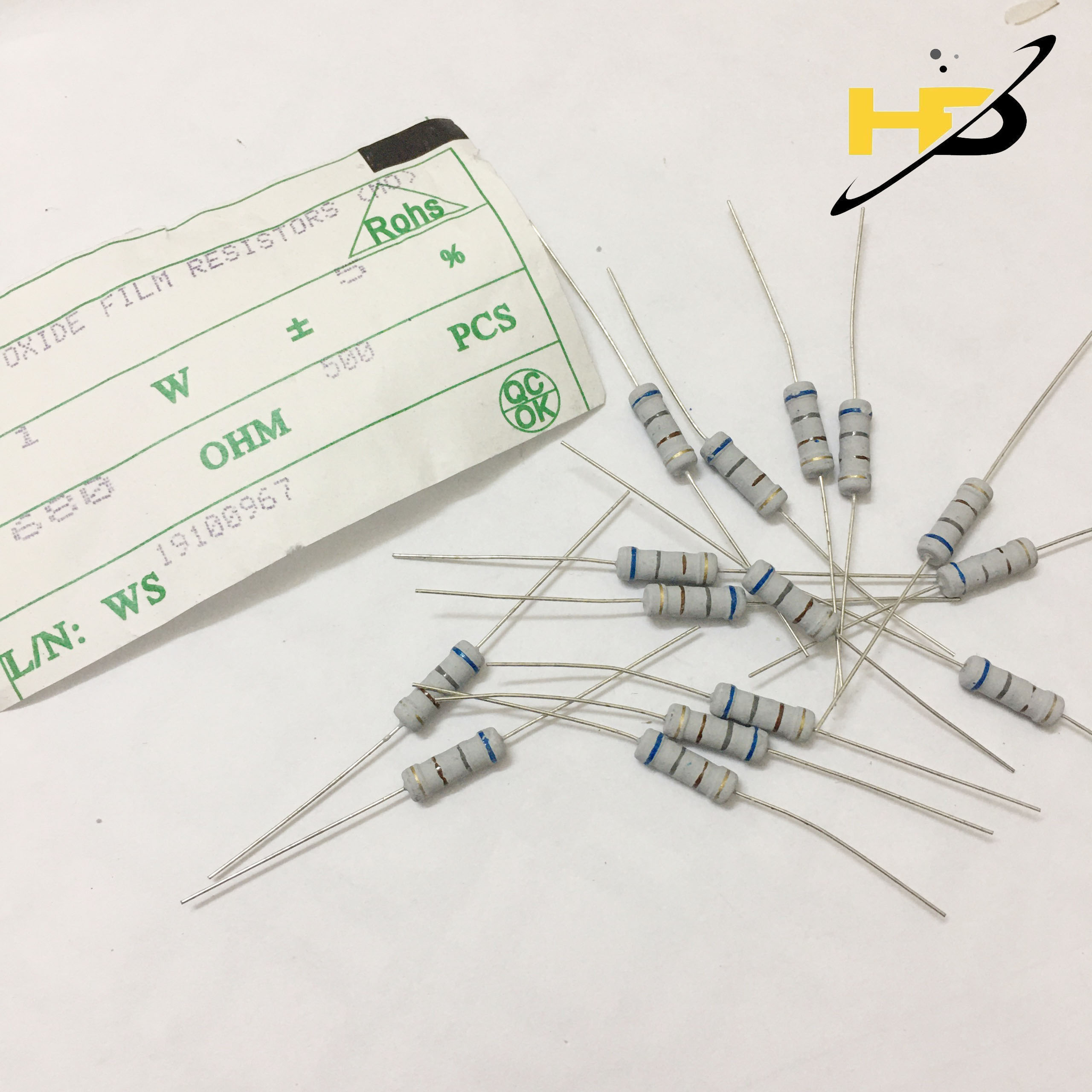 Linh Kiện Điện Tử, Bộ 20 Con Điện Trở 680 Ohm 1W Chân Đồng ,Mạch Điện Tử