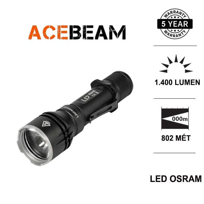 Đèn pin chiếu xa nhỏ gọn ACEBEAM L17 sáng trắng 1400lm chiếu xa 802m sử