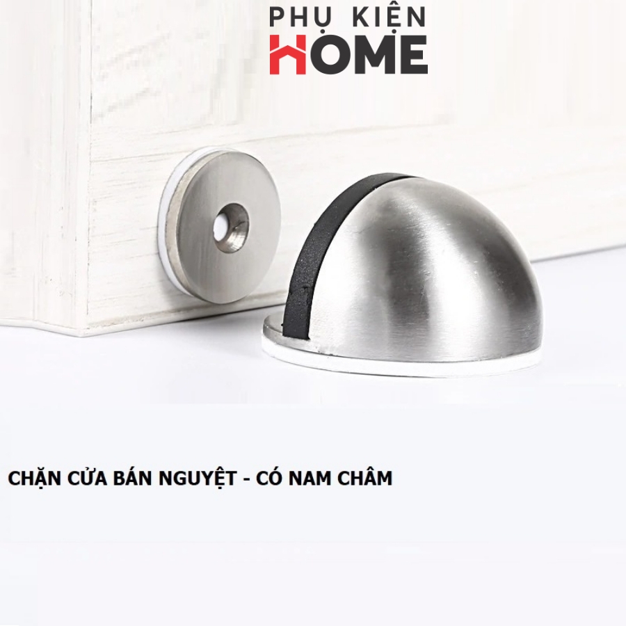 Chặn Cửa Inox Hình Bán Nguyệt Có Nam Châm, Chặn Cửa Đa Năng Phù Hợp Với Các Loại Cửa, Kèm Miếng Dán 3M Siêu Chắc Chắn. Phụ Kiện Home 1200