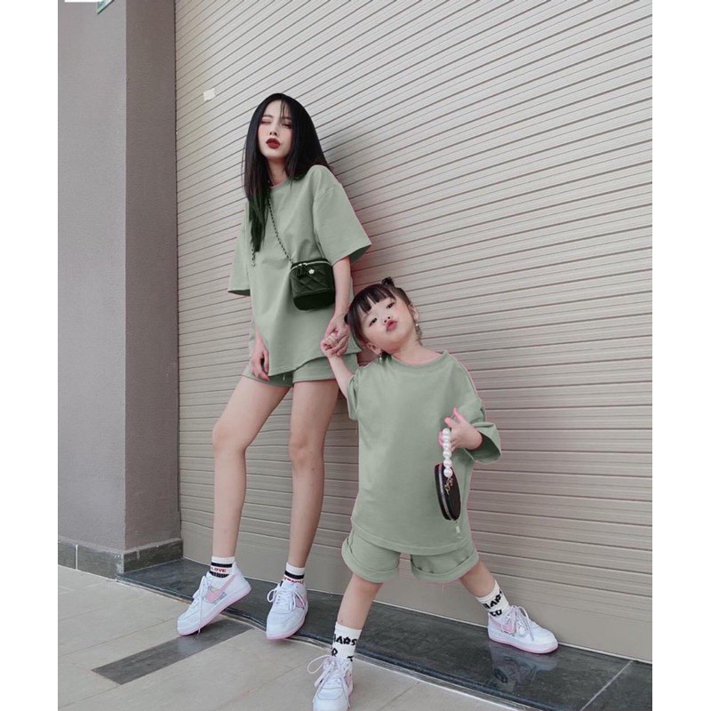 MC577 - BỘ ĐÔI MẸ CON COTTON TRƠN 5 MÀU