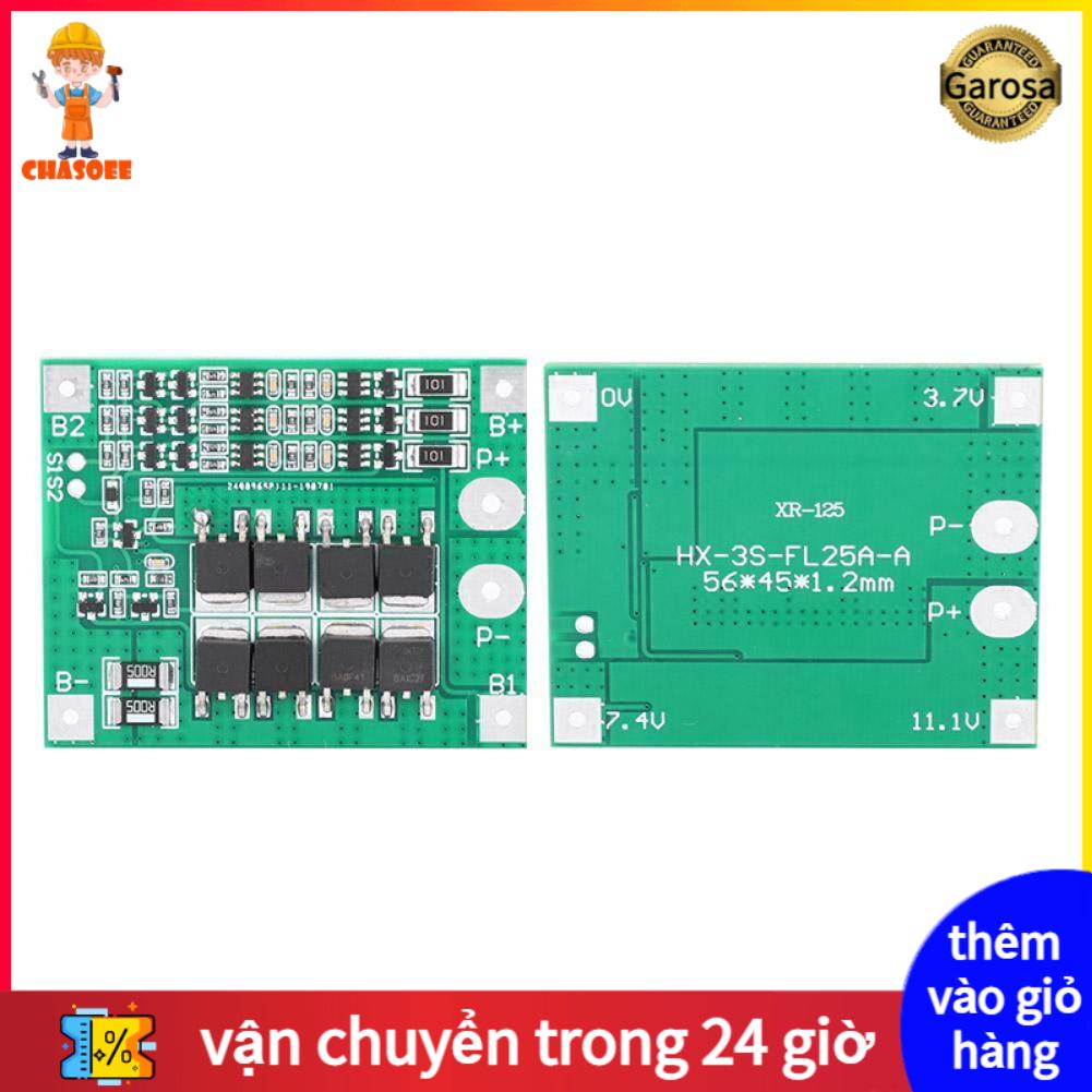 chasoee 3S 12V 25A Li-ion 18650 Lithium Battery Protection Board BMS PCB Short Circuit Protection