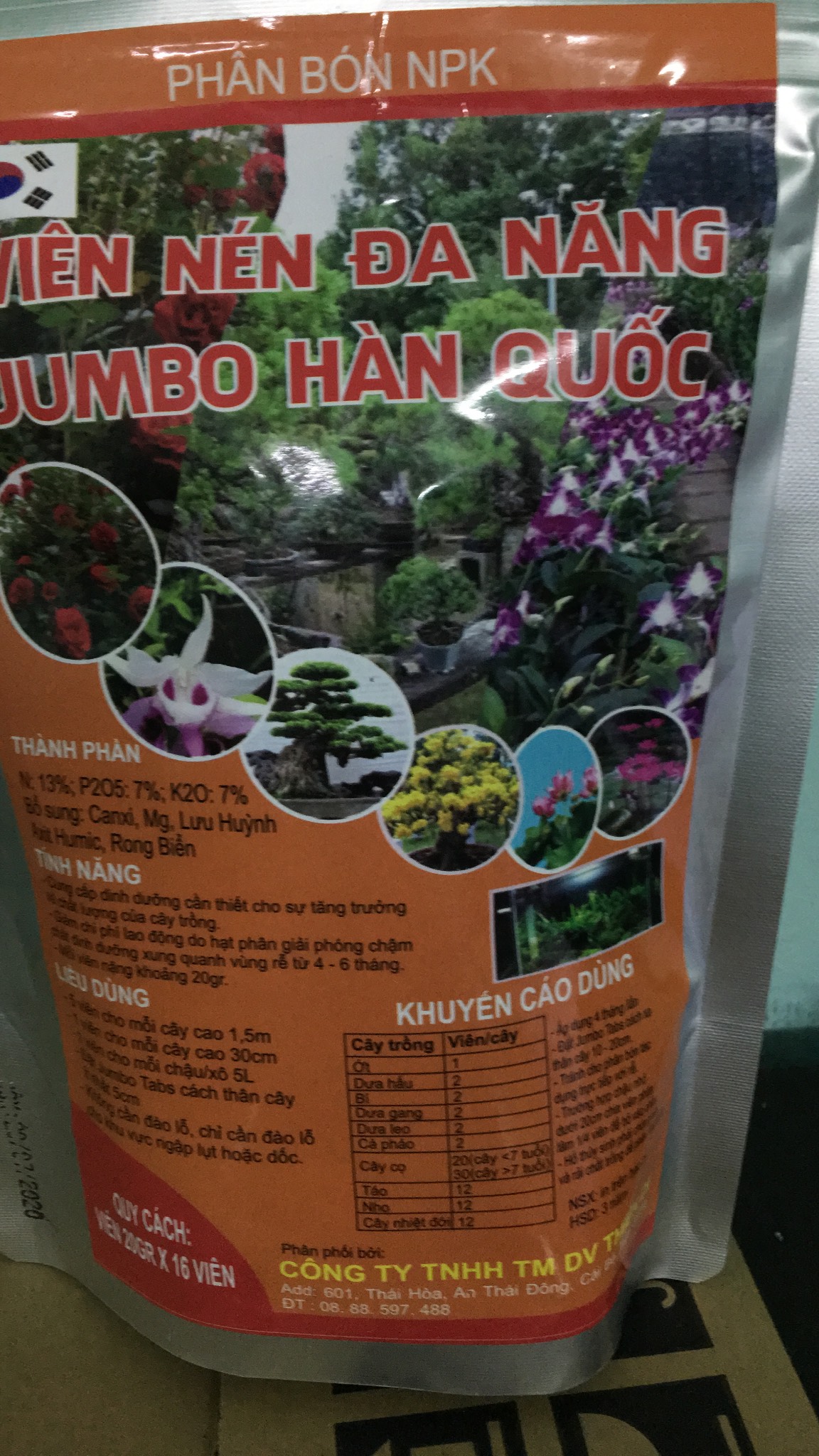 Phân bón viên nén đa năng JUMBO từ Hàn Quốc GÓI 16 viên
