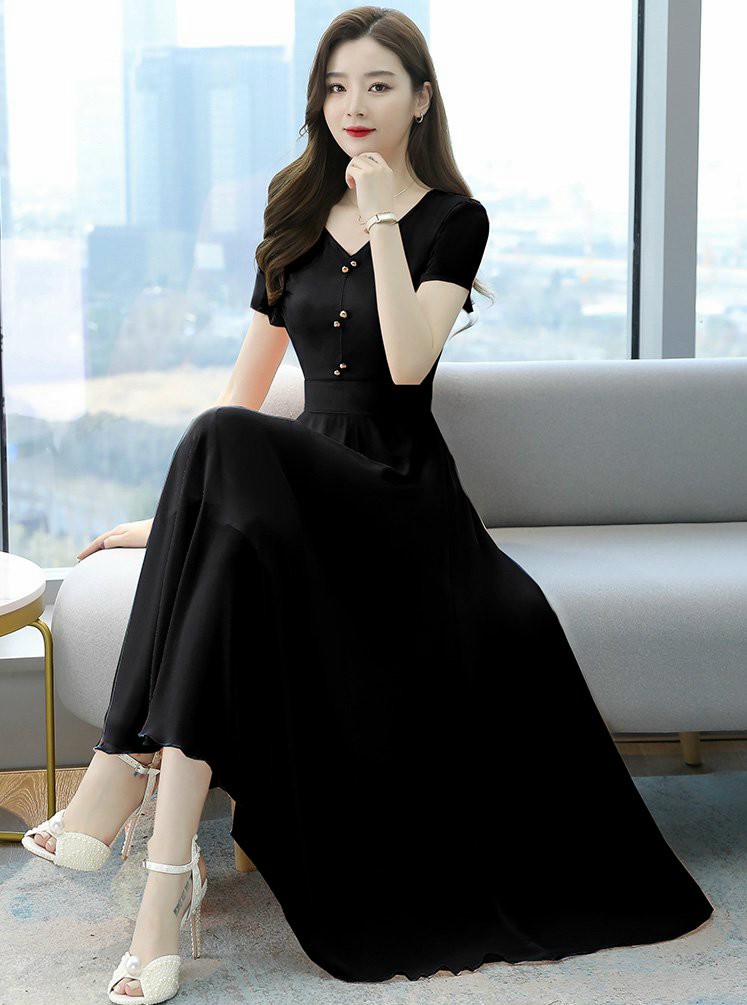 ĐẦM XÒE CỔ TIM ĐÍNH CƯỜM - YB211145