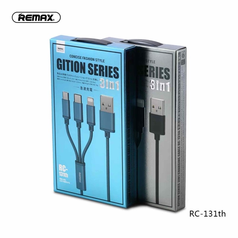 [HCM]Cáp sạc Remax 3 đầu RC-131TH Iphone - Micro usb - Type C | BH 3 tháng 1 đổi 1 - Hoàng Yến Computer
