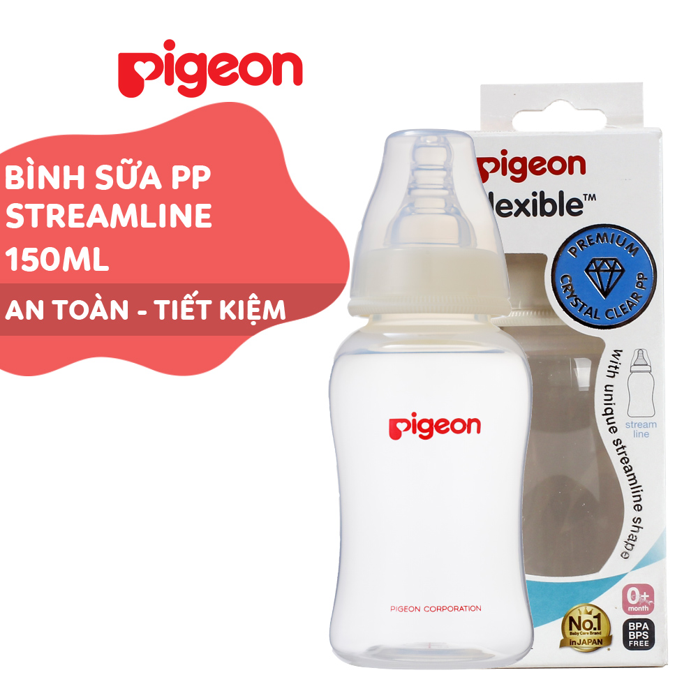 Bình sữa Pigeon PP Streamline 150ml /250ml cổ hẹp (NEW)