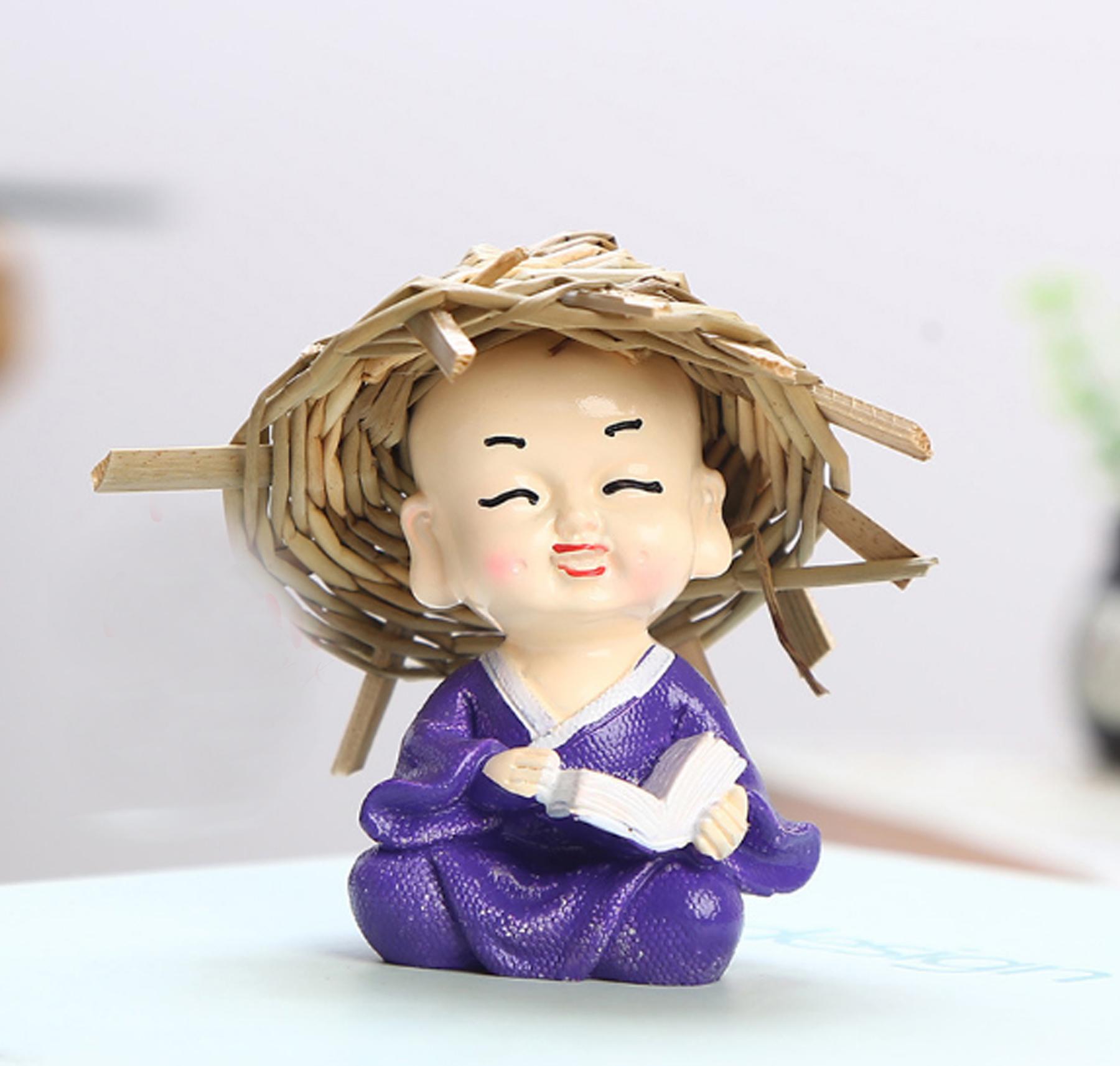 Bộ 4 tượng Cầm Kỳ Thi Họa đội nón rơm
