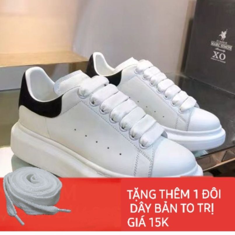 giày thể thao nam và nữ QUENN da trắng gót đen giá rẻ