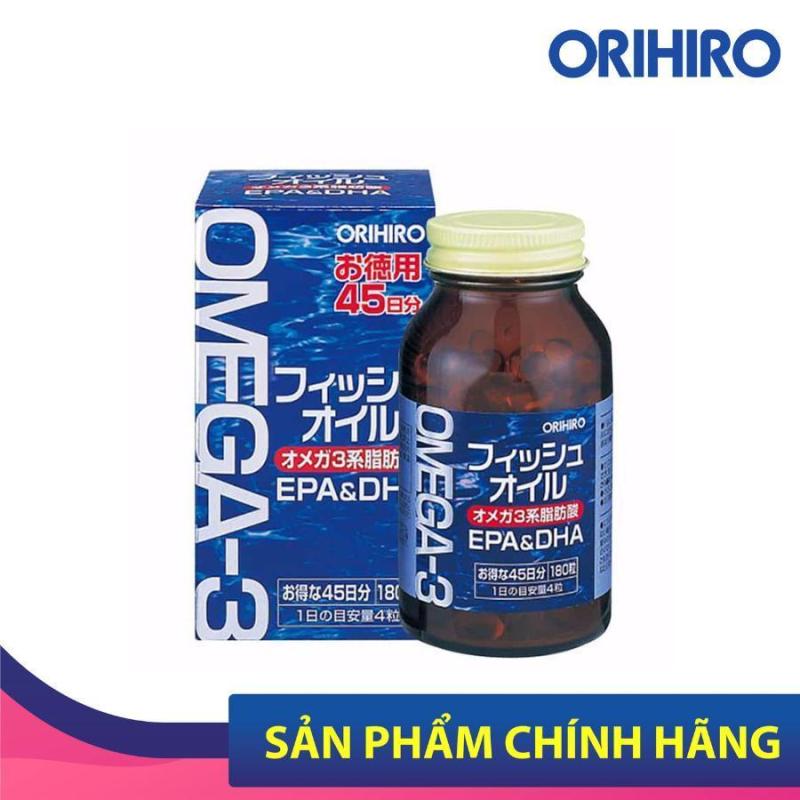 Viên uống dầu cá Omega 3 Orihiro Nhật Bản giúp tim khỏe mạnh, bổ mắt, giảm mỡ máu, 180 viên/hộp