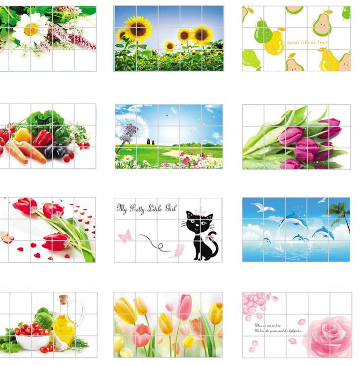 Decal dán bếp tráng nhôm 60cm x 90cm - 5 miếng in 3d