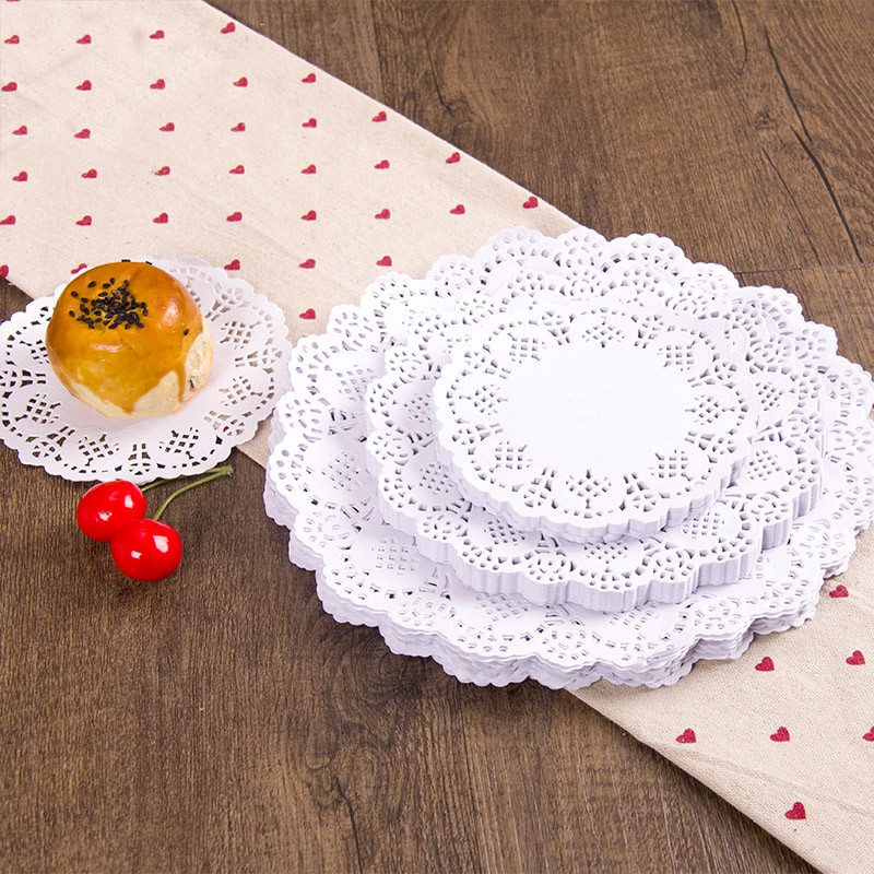 Giấy ren lót bánh hoa văn màu trắng (3 size)