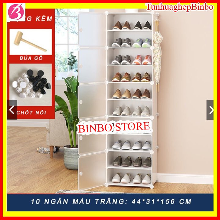 Tủ nhựa để giày kiểu mới- Tủ nhựa để giày 10 ngăn chia ô cửa trắng để được 20 đôi giày