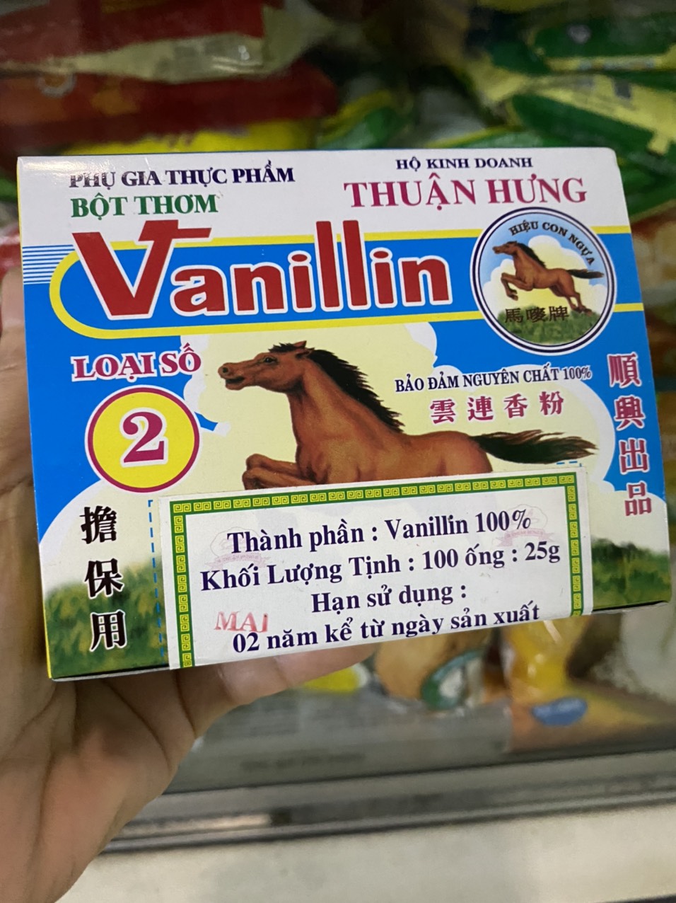 VỈ 10 ỐNG BỘT THƠM VANI VANILLIN THUẬN HƯNG