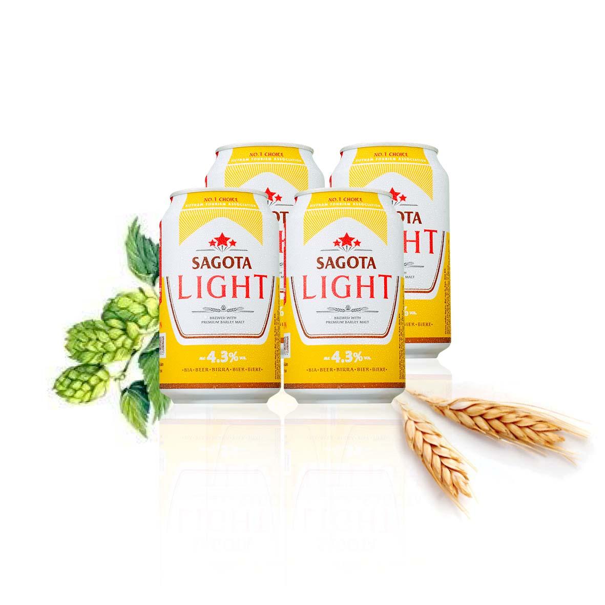 PACK 6 LON BIA SAGOTA LIGHT 330ML - DATE T9/2020