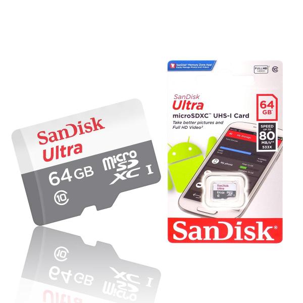 Thẻ nhớ micro SDXC Sandisk 64GB upto 80MB/s 533X Ultra UHS-I - Chính hãng (PT)