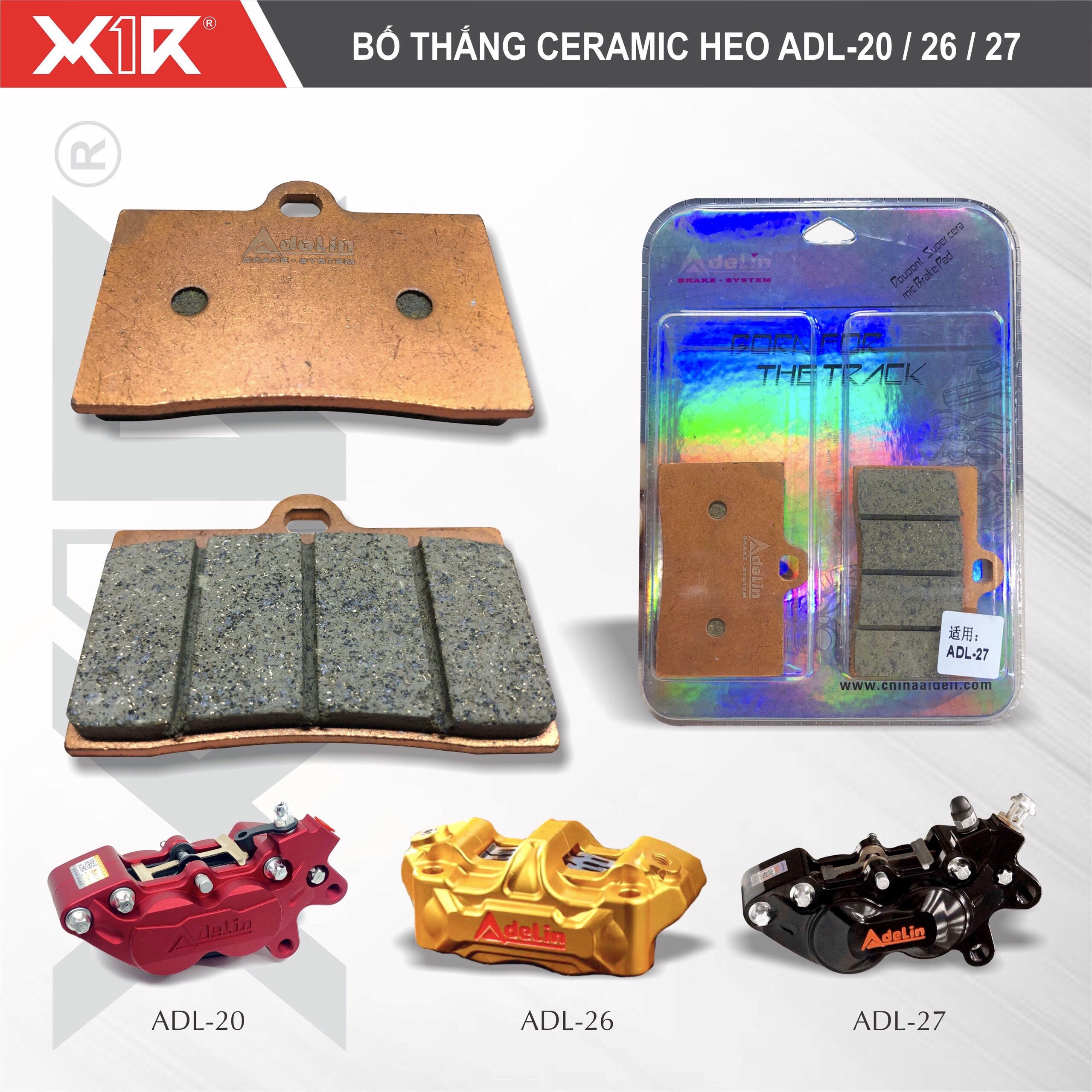 BỐ THẮNG (MÁ PHANH) CERAMIC CHO HEO DẦU ADELIN-20/26/27