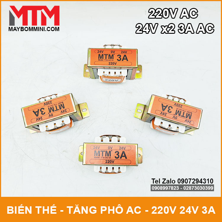 Biến thế 220V ra 24V AC 3A đôi MTM