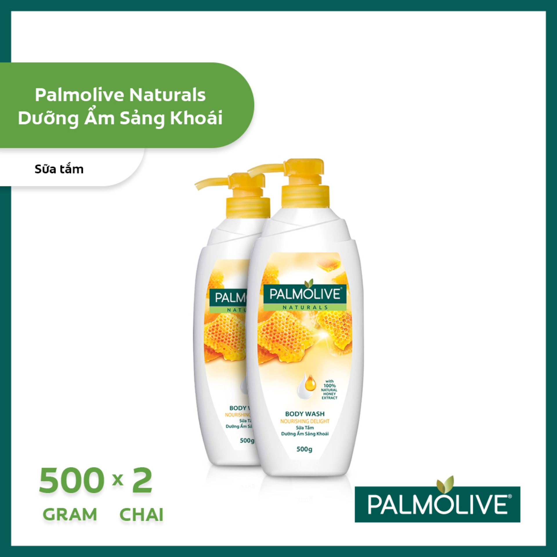 Bộ 2 Sữa tắm Palmolive dưỡng ẩm sảng khoái 100% chiết xuất từ mật ong 500g|ProductId:430