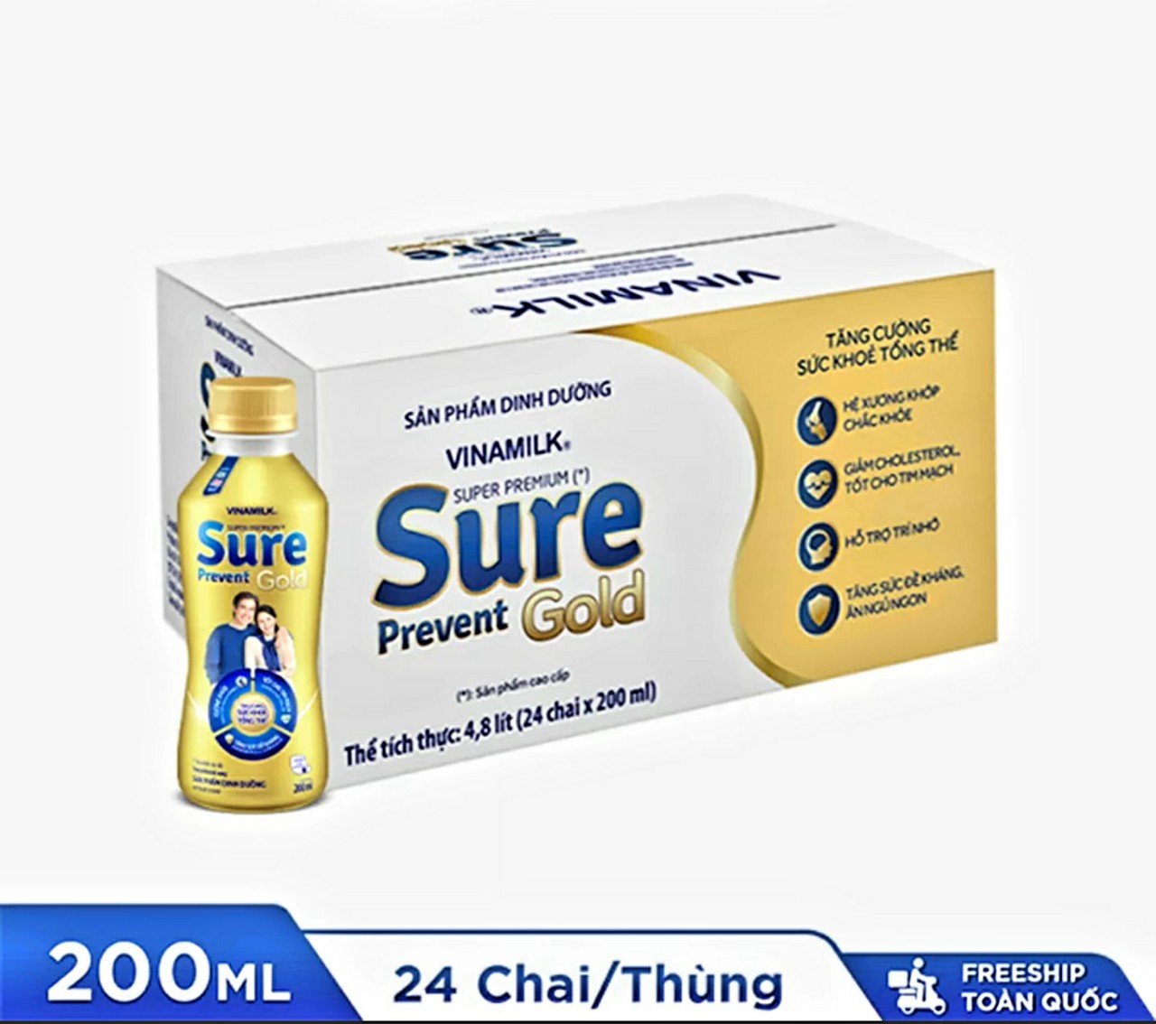 Thùng 12/ 24 Hộp Sữa Pha Sẵn Vinamilk Sure Prevent Gold 237ml.