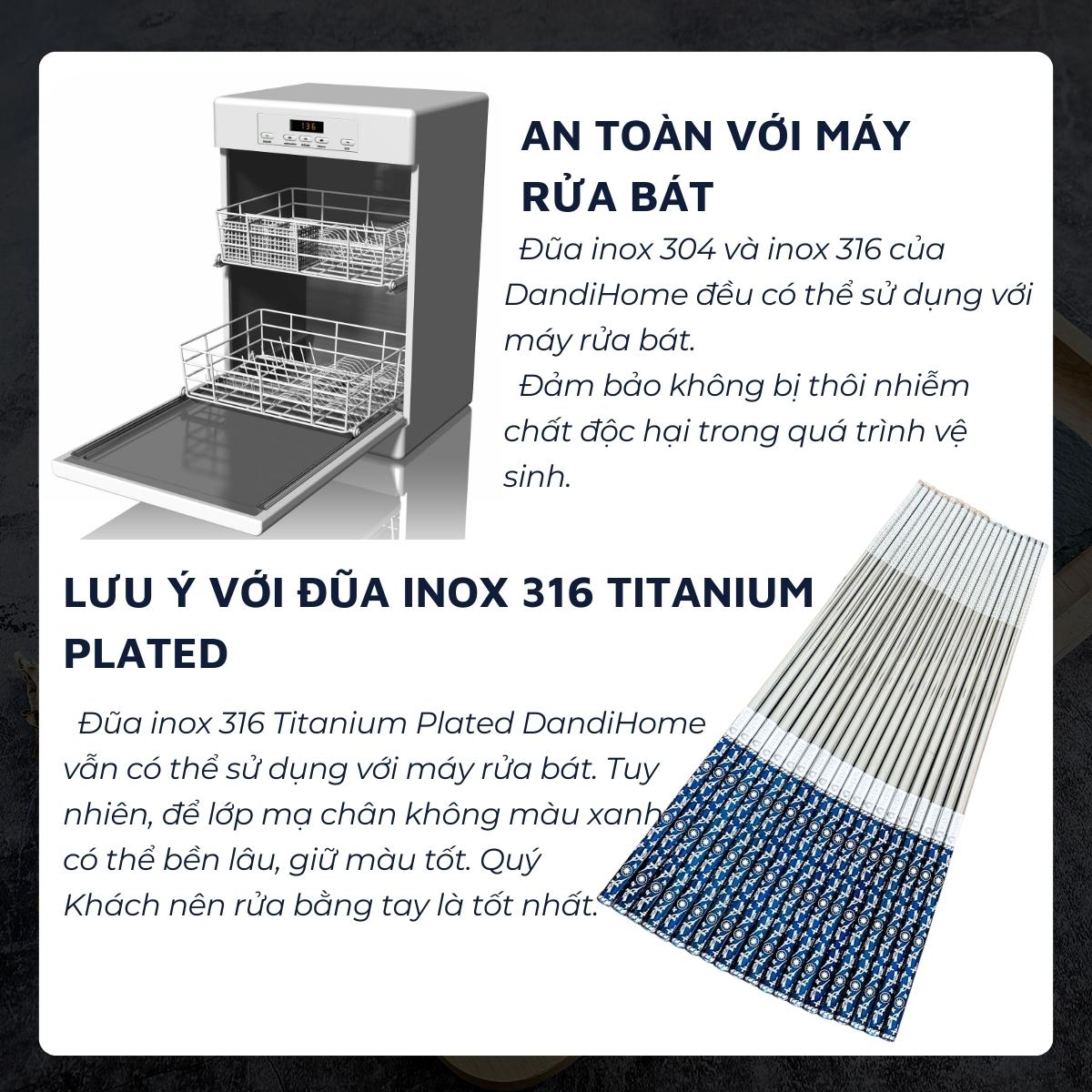 01 hộp đũa Inox 304 / 316 cao cấp DandiHome ( có thể lựa chọn 5 đôi hoặc 10 đôi)