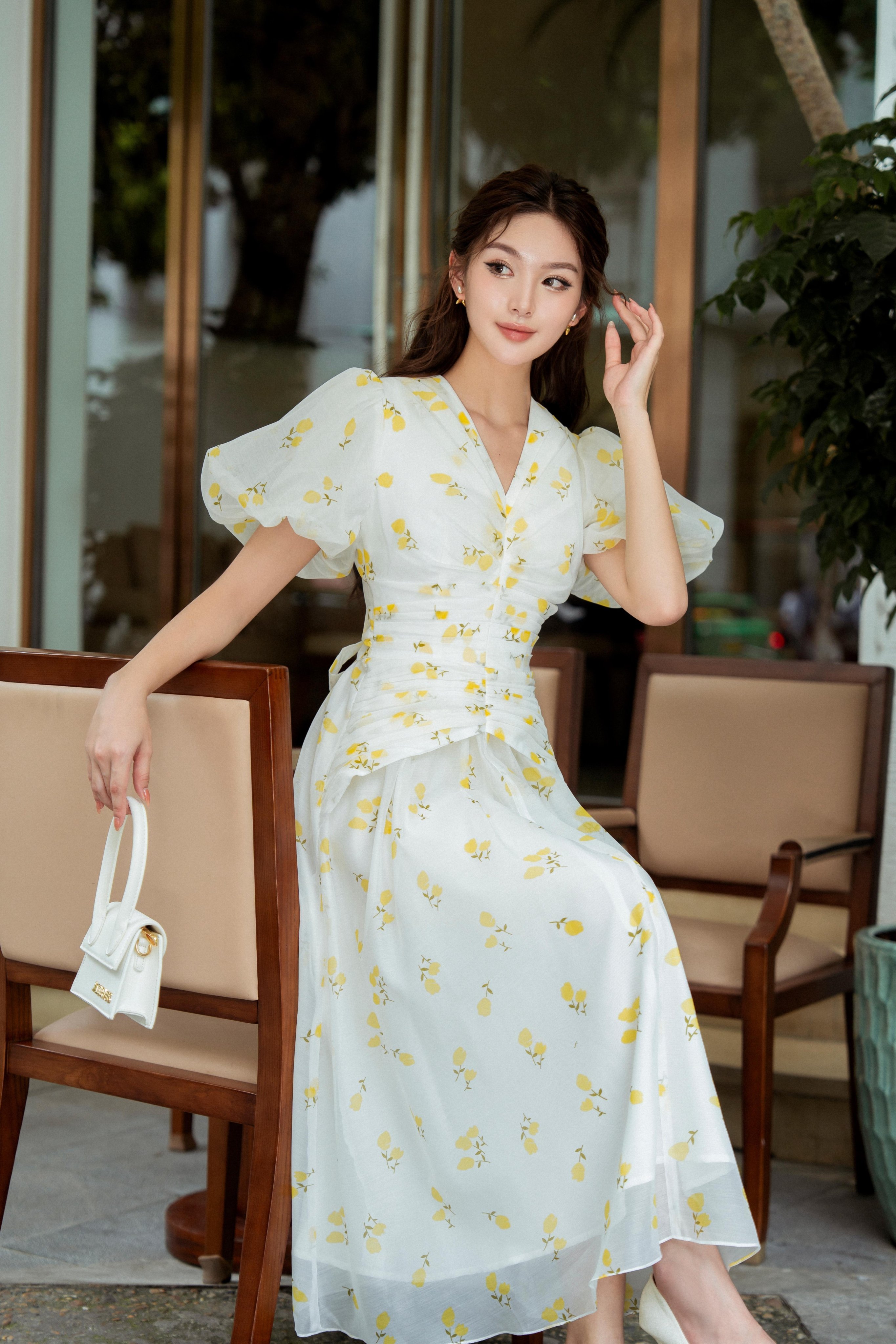 SÒ VINTAGE - VIOLA đầm tay phồng xếp li