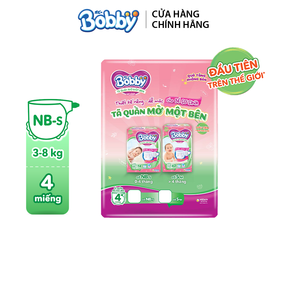 - tã/bỉm quần mở một bên bobby size nb-s 4 miếng