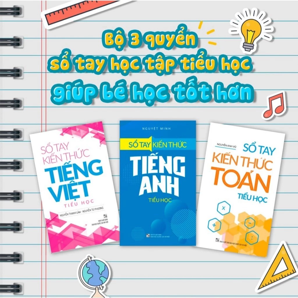 Sách: Sổ Tay Kiến Thức Toán + Tiếng Anh + Tiếng Việt Tiểu Học