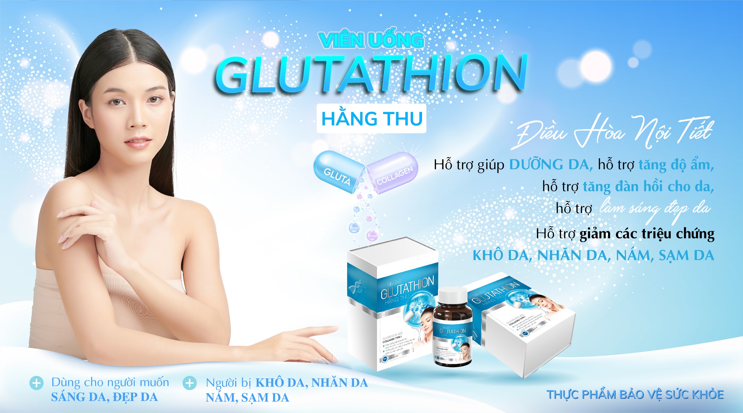 Viên uống Glutathion Hằng Thu Trắng Da Mờ Nám