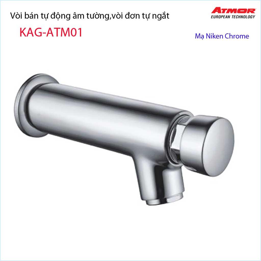 [HCM]Vòi lạnh gắn tường  tự ngắt nước KAG-ATM01dài 12.5cm, vòi bán tự động Atmor thân tròn lớn nước mạnh siêu bền sử dụng tốt