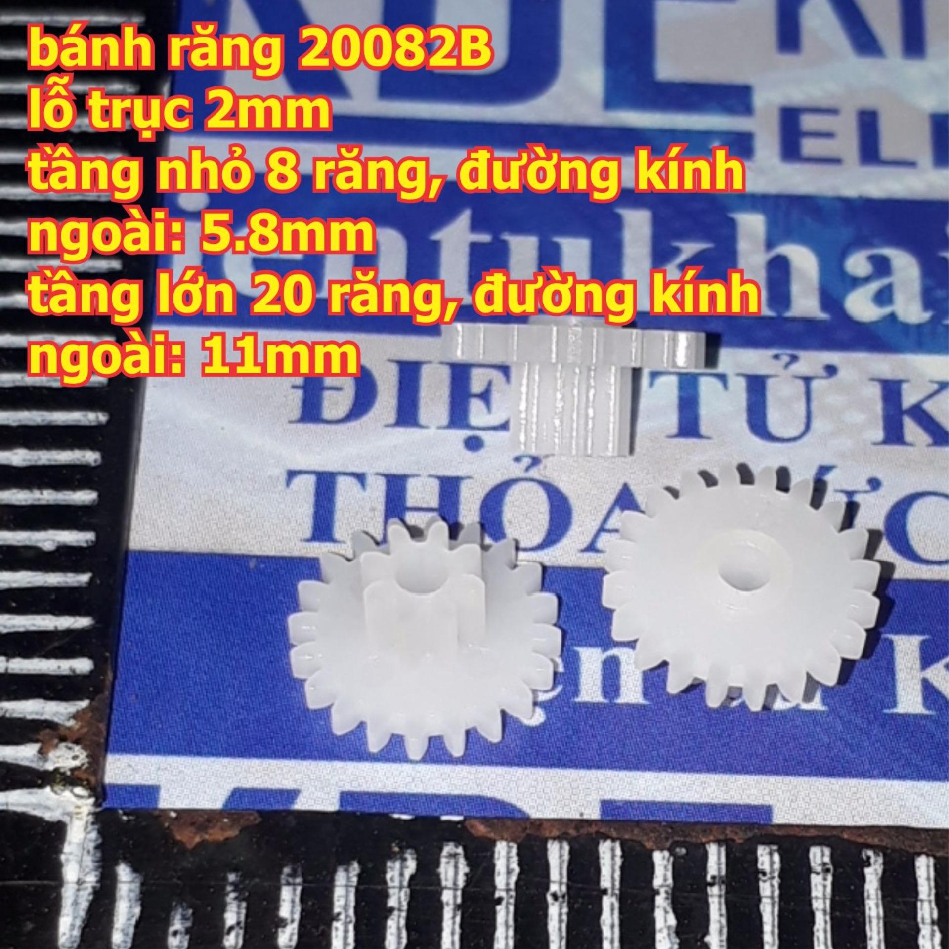 10 cái bánh răng nhựa đôi 2 tầng 20082B 20-8 răng trục 2mm dày 5mm kde4952