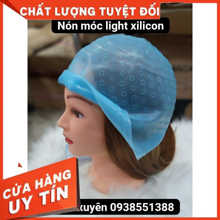 Mũ móc tẩy light nhuộm tóc nón móc light cao cấp SILICON- VẢI chuyên dụng cho salon ,dễ thao tác