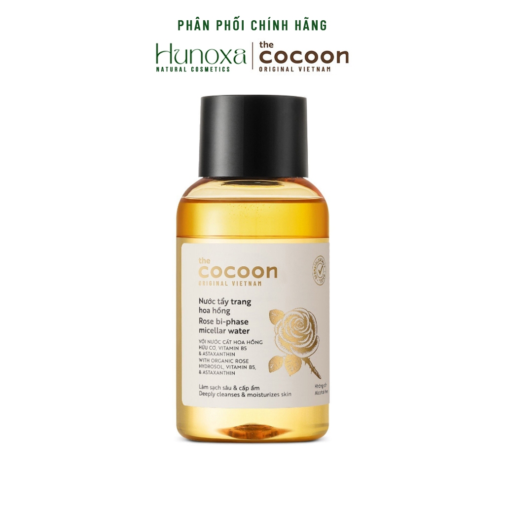 Nước tẩy trang hoa hồng Cocoon 140ml Rose bi-phase micellar water tẩy sạch makeup & cấp ẩm - HUNOXA