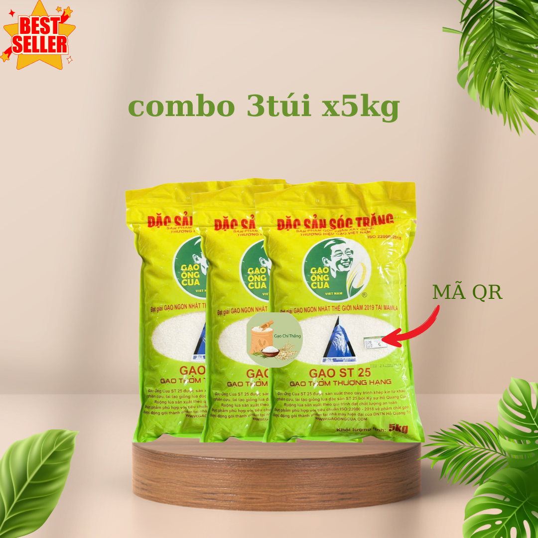 compo 15kg gạo st25 ông cua có tem check mã vạch