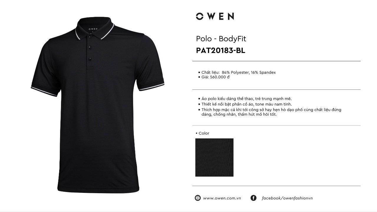 Áo Polo nam Owen - PAT20183-BL (Áo thun có cổ)
