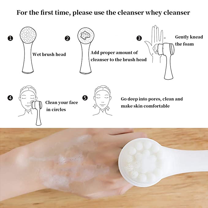 Cọ rửa mặt 2 đầu silicone mềm mại ( Màu ngẫu nhiên) Massage