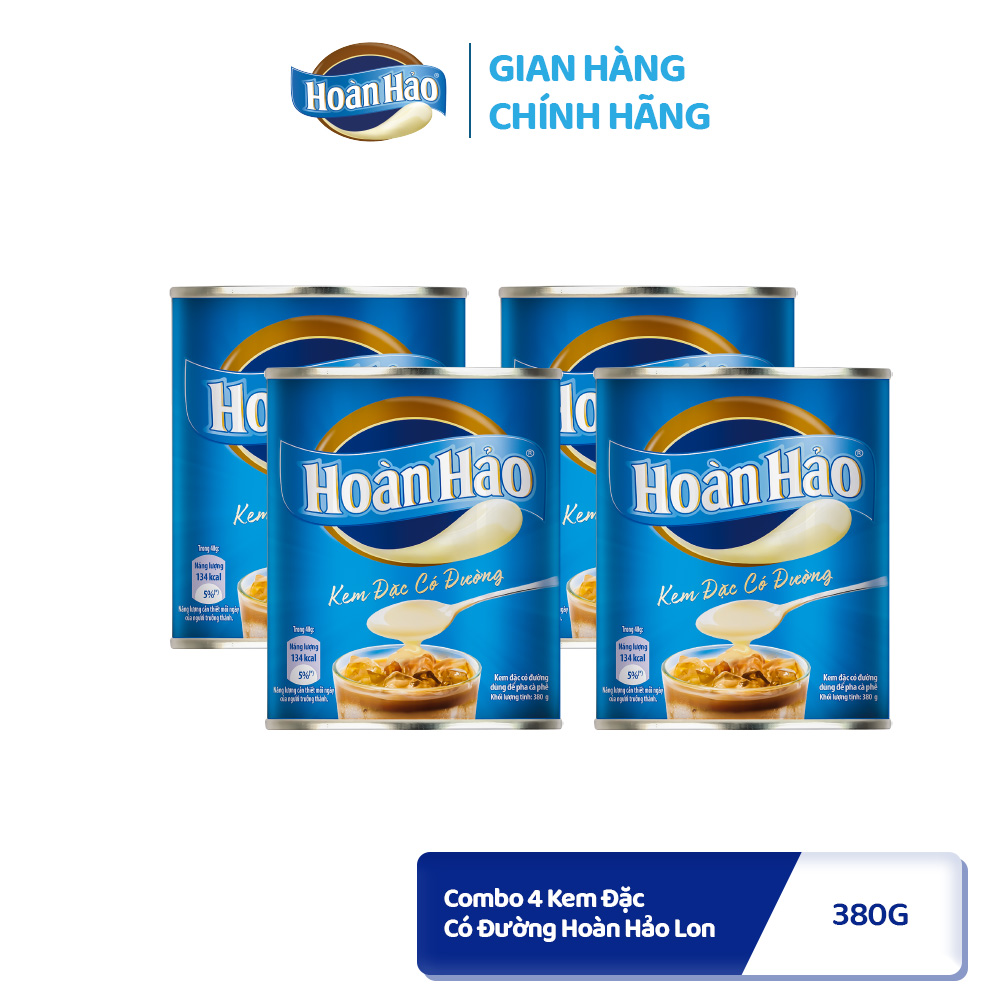 Combo 4 Lon Kem Đặc Có Đường Hoàn Hảo Lon 380g/lon