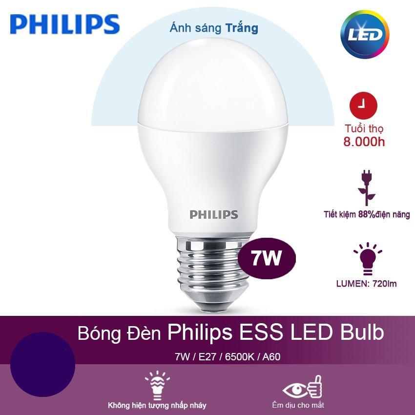 (Bộ 6) Bóng đèn Philips ESS LEDBulb 7W 6500K đuôi E27 230V A60 - Ánh sáng trắng