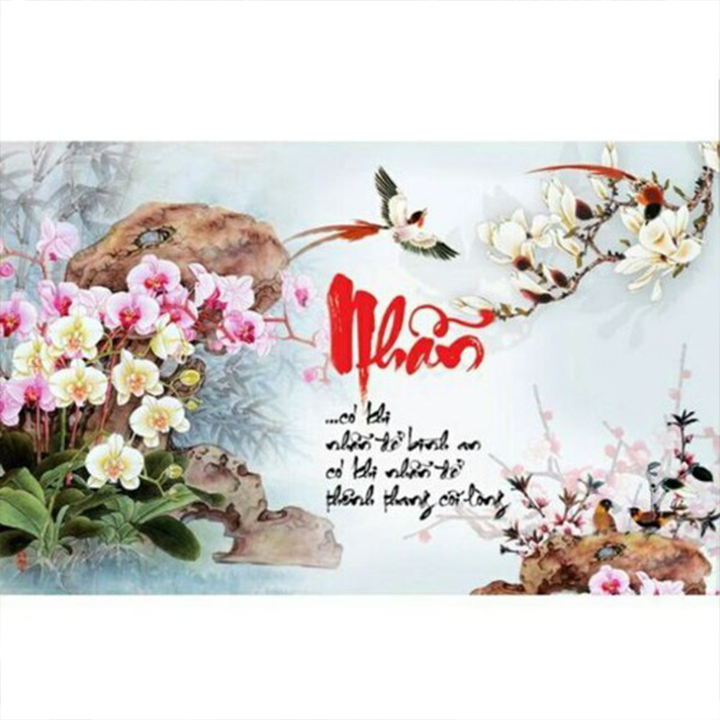 Tranh thêu chữ thập chữ nhẫn thư pháp LV3336 - kích thước 63 * 43 cm