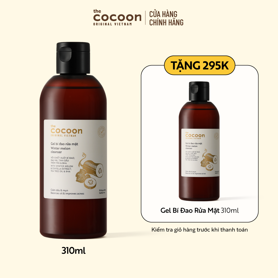 Bigsize Gel bí đao rửa mặt Cocoon giảm dầu & mụn 310ml