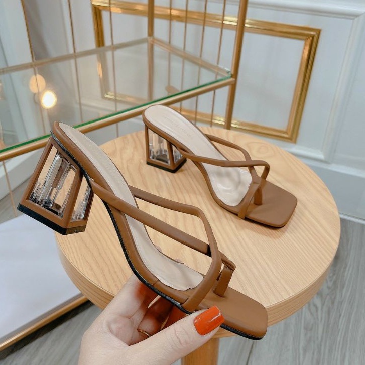 Guốc Cao gót 5 phân quai da xỏ ngón/ sandal