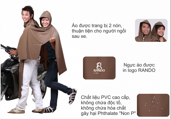 Áo Mưa Rando Cổ Rùa Cao Cấp 2 Nón Kiếng 0.23